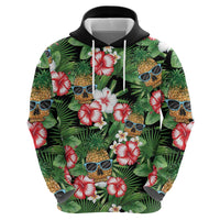 Pineapple Skull Aloha Hawaii Zip Hoodie Summer Vibes Tropical Seamless Pattern - Polynesian Pride