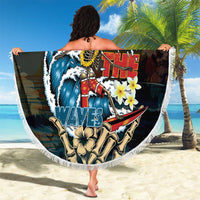 Aloha Hawaii Surfing Skull Beach Blanket Shaka Skeleton Ride The Waves - Polynesian Pride