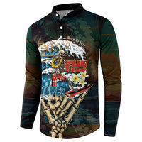 Aloha Hawaii Surfing Skull Button Sweatshirt Shaka Skeleton Ride The Waves - Polynesian Pride