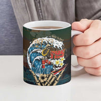 Aloha Hawaii Surfing Skull Ceramic Mug Shaka Skeleton Ride The Waves - Polynesian Pride