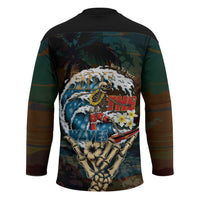 Aloha Hawaii Surfing Skull Hockey Jersey Shaka Skeleton Ride The Waves - Polynesian Pride