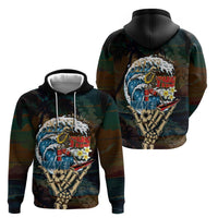 Aloha Hawaii Surfing Skull Hoodie Shaka Skeleton Ride The Waves - Polynesian Pride