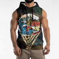 Aloha Hawaii Surfing Skull Sleeveless Hoodie Shaka Skeleton Ride The Waves - Polynesian Pride
