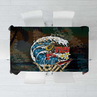 Aloha Hawaii Surfing Skull Tablecloth Shaka Skeleton Ride The Waves - Polynesian Pride