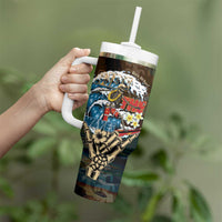 Aloha Hawaii Surfing Skull Tumbler With Handle Shaka Skeleton Ride The Waves - Polynesian Pride