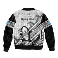 Fiji Tapa Rugby Bomber Jacket Flying Fijian 2023 World Cup With Dabbing Ball LT14 - Polynesian Pride