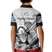 Fiji Tapa Rugby Kid Polo Shirt Flying Fijian 2023 World Cup With Dabbing Ball LT14 - Polynesian Pride