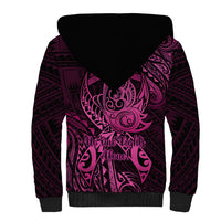 Polynesia Breast Cancer Awareness Sherpa Hoodie No One Fights Alone Pink Ribbon With Butterfly LT14 - Polynesian Pride