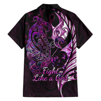 Personalised New Zealand Breast Cancer Family Matching Tank Maxi Dress and Hawaiian Shirt Fight Like A Girl Pink Manaia Fern With Paua Shell LT14 - Polynesian Pride