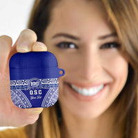Personalised Queen Salote College AirPods Case Kolisi Fefine 100th Anniversary Kupesi Blue LT14 - Polynesian Pride
