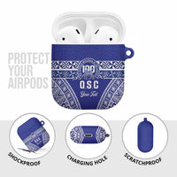 Personalised Queen Salote College AirPods Case Kolisi Fefine 100th Anniversary Kupesi Blue LT14 - Polynesian Pride