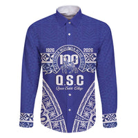 Personalised Queen Salote College Family Matching Puletasi and Hawaiian Shirt Kolisi Fefine 100th Anniversary Kupesi Blue - Polynesian Pride