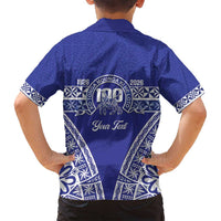 Personalised Queen Salote College Family Matching Summer Maxi Dress and Hawaiian Shirt Kolisi Fefine 100th Anniversary Kupesi Blue LT14 - Polynesian Pride