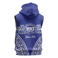Personalised Queen Salote College Sleeveless Zip Hoodie Kolisi Fefine 100th Anniversary Kupesi Blue LT14 - Polynesian Pride