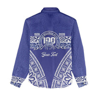 Personalised Queen Salote College Women Casual Shirt Kolisi Fefine 100th Anniversary Kupesi Blue - Polynesian Pride