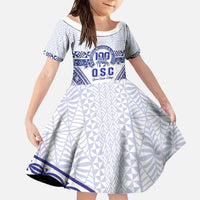 Personalised Queen Salote College Family Matching Off The Shoulder Long Sleeve Dress and Hawaiian Shirt Kolisi Fefine 100th Anniversary Kupesi White - Polynesian Pride