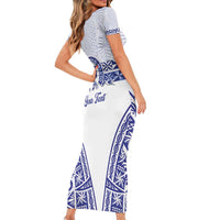 Personalised Queen Salote College Family Matching Short Sleeve Bodycon Dress and Hawaiian Shirt Kolisi Fefine 100th Anniversary Kupesi White - Polynesian Pride