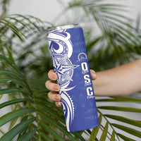 Personalised Queen Salote College Skinny Tumbler QSC Est 1926 Ngatu Pattern - Polynesian Pride