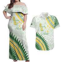 Personalised Samoa Ua Potopoto Couples Matching Off Shoulder Maxi Dress and Hawaiian Shirt SUP Est 2025 Samoan Pattern - Polynesian Pride