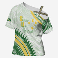 Personalised Samoa Ua Potopoto Cross Shoulder Shirt SUP Est 2025 Samoan Pattern - Polynesian Pride
