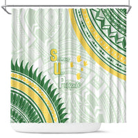 Samoa Ua Potopoto Shower Curtain SUP Est 2025 Samoan Pattern LT14 White - Polynesian Pride