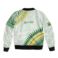 Personalised Samoa Ua Potopoto Sleeve Zip Bomber Jacket SUP Est 2025 Samoan Pattern LT14 - Polynesian Pride