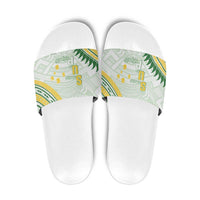 Samoa Ua Potopoto Slide Sandals SUP Est 2025 Samoan Pattern LT14 White - Polynesian Pride