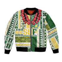 Samoa Uniting Party Bomber Jacket SUP Est 2025 Siapo Pattern LT14 Unisex White - Polynesian Pride