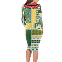 Samoa Uniting Party Family Matching Long Sleeve Bodycon Dress and Hawaiian Shirt SUP Est 2025 Siapo Pattern - Polynesian Pride