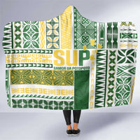 Samoa Uniting Party Hooded Blanket SUP Est 2025 Siapo Pattern LT14 One Size White - Polynesian Pride