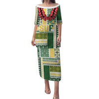 Samoa Uniting Party Puletasi SUP Est 2025 Siapo Pattern LT14 Long Dress White - Polynesian Pride