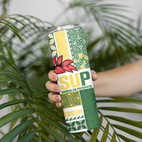 Samoa Uniting Party Skinny Tumbler SUP Est 2025 Siapo Pattern - Polynesian Pride