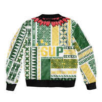 Samoa Uniting Party Sleeve Zip Bomber Jacket SUP Est 2025 Siapo Pattern LT14 - Polynesian Pride