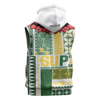 Samoa Uniting Party Sleeveless Zip Hoodie SUP Est 2025 Siapo Pattern LT14 - Polynesian Pride