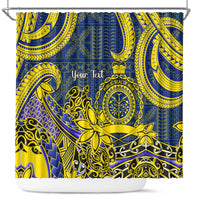 Personalised Niue Peniamina Gospel Day Shower Curtain Unique Niean Hiapo LT14 Blue - Polynesian Pride