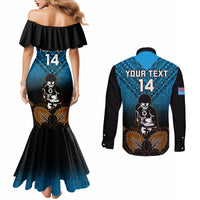 Custom Fiji Tapa Rugby Couples Matching Mermaid Dress and Long Sleeve Button Shirts Pacific 2023 Go Fijian Bati LT14 - Polynesian Pride