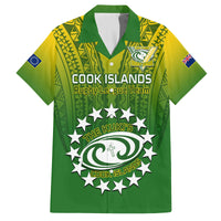 Custom Cook Islands Rugby Family Matching Off Shoulder Long Sleeve Dress and Hawaiian Shirt Pacific 2023 Go The Kukis LT14 Dad's Shirt - Short Sleeve Green - Polynesian Pride