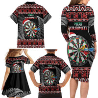 All I Want For Christmas Is Darts New Zealand Family Matching Long Sleeve Bodycon Dress and Hawaiian Shirt LT14 - Polynesian Pride