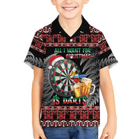 All I Want For Christmas Is Darts New Zealand Family Matching Short Sleeve Bodycon Dress and Hawaiian Shirt LT14 Son's Shirt Black - Polynesian Pride
