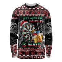 All I Want For Christmas Is Darts New Zealand Long Sleeve Shirt LT14 Unisex Black - Polynesian Pride