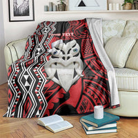 Personalised New Zealand Christmas Blanket Meri Kirihimete Maori Wheku - Taniko Art LT14 Black - Polynesian Pride