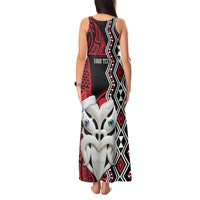 Personalised New Zealand Christmas Tank Maxi Dress Meri Kirihimete Maori Wheku - Taniko Art LT14 - Polynesian Pride