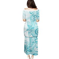 Polynesia Dolphins Puletasi Valentine Day Floral Polynesian - Vintage Dark Cyan LT14 - Polynesian Pride