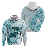 Polynesia Dolphins Zip Hoodie Valentine Day Floral Polynesian - Vintage Dark Cyan LT14 - Polynesian Pride