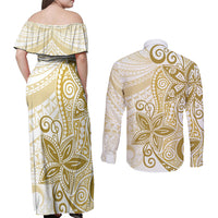 Polynesia Dolphins Couples Matching Off Shoulder Maxi Dress and Long Sleeve Button Shirt Valentine Day Floral Polynesian - Vintage Brown LT14 - Polynesian Pride