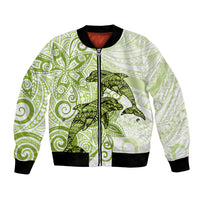 Polynesia Dolphins Bomber Jacket Valentine Day Floral Polynesian - Vintage Lime Green LT14 Unisex Lime Green - Polynesian Pride