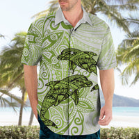 Polynesia Dolphins Hawaiian Shirt Valentine Day Floral Polynesian - Vintage Lime Green LT14 - Polynesian Pride