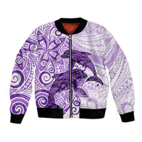 Polynesia Dolphins Bomber Jacket Valentine Day Floral Polynesian - Vintage Purple LT14 Unisex Purple - Polynesian Pride