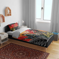 New Zealand and Australia ANZAC Day Bedding Set Sliver Fern Kakapo With Golden Wattle Kangaroo LT14 - Polynesian Pride