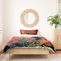New Zealand and Australia ANZAC Day Bedding Set Sliver Fern Kakapo With Golden Wattle Kangaroo LT14 - Polynesian Pride